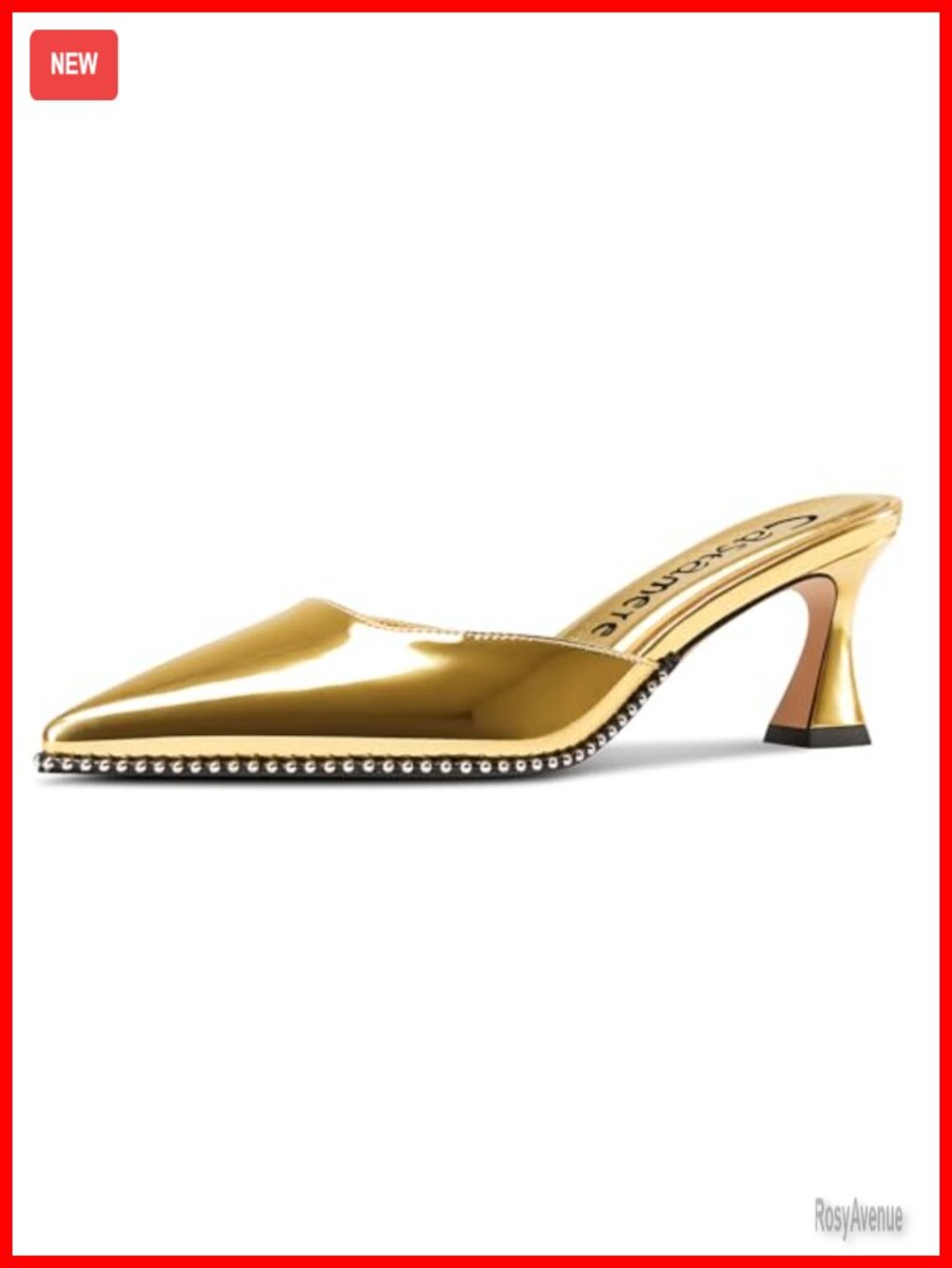 Castamere Womens Kitten Heel Pointed Toe Slip-On Beaded Mules Pumps 2.6 Inch